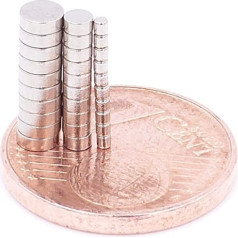 Brudazon 60 Mini disku magnētu komplekts 1 x 1 mm + 2 x 1 mm + 3 x 1 mm N52 spēcīgākais līmenis - neodīma magnēti Īpaši spēcīgs spēka magnēts modeļu veidošanai / amatniecībai īpaši spēcīgs magnētiskais disks