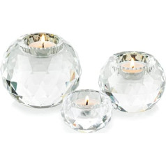 Sziqiqi Crystal Ball Tea Light Holder Set of 3 Clear Glass Candle Holder for Tea Lights Candle Holder for Living Room Dining Table Decoration Wedding Gift Birthday Party Meditation