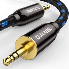 DuKabel HiFi audio kabelis 3,5 mm AUX kabelis, kas saderīgs ar Hi-Fi pastiprinātājiem, CD atskaņotājiem, skaļruņiem vai AV pastiprinātājiem — HiFi sērija 1,2 M