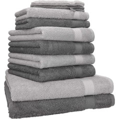 10 Piece Towel Set PREMIUM anthracite & silver-grey, quality 470g/m², 2 bath towels 70 x 140 cm, 4 hand towels 100 x 50 cm, 2 guest towel 30 x 50 cm, 2 wash mitts 16 x 21 cm by Betz