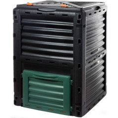 Composter made of sturdy plastic, with hinged lid, 300 litres (H 83 x W 61 x D 61 cm), thermal composter for garden and kitchen waste, 100% recycled plastic, made in the EU