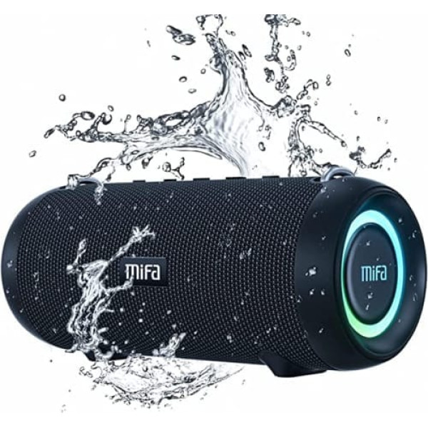 MIFA A90 Bluetooth skaļrunis 60 W bezvadu IPX7 ūdensizturīgs RGB LED gaisma 30 stundas Akumulators USB/Micro SD karte/AUX-in atskaņošana True Wireless Stereo ar aizsargmaciņu/pārnēsājamu siksniņu