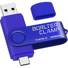 C tipa USB zibatmiņa 128 GB, BorlterClamp 2 in 1 OTG Memory Stick USB 3.0 Divu portu USB C zibatmiņas disks Android viedtālrunim Samsung S10/S9/S8, Huawei, planšetdatoriem un datoriem (zils)