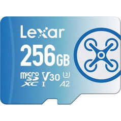 Lexar Fly Micro SD karte 256 GB, microSDXC UHS-I karte, lasīšanas ātrums līdz 160 MB/s, atmiņas karte Micro SD, TF karte, kas saderīga ar DJI Drone un Actioncam (LMSFLYX256G-BNNAA)