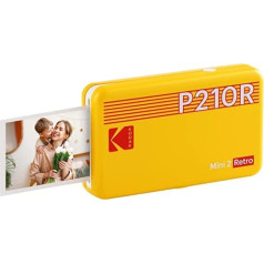 Kodak Mini 2 Retro mobilais fotoattēlu printeris viedtālrunim (iPhone un Android), 10 x 15 cm fotoattēli, augstākās kvalitātes tūlītēji attēli, atrodoties ceļā ar mobilo tālruni, pārnēsājams Bluetooth printeris, dzeltens