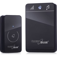 Bezvadu durvju zvana raidītājs-uztvērējs, 38 melodijas melns GreenBlue GB111 B touch, darbības rādiuss līdz 150m