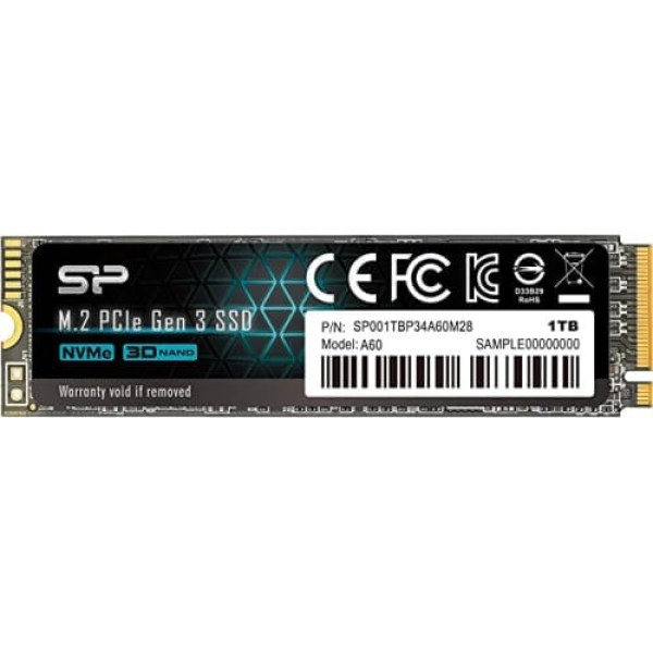 Silicon Power PCIe M.2 NVMe SSD 1TB Gen3x4 R/W līdz 2, 200/1, 600 MB/s iekšējam SSD