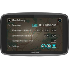 Navigācijas ierīce TomTom GO Professional 520 kravas automašīnām, furgoniem un autobusiem (atjauninājumi, izmantojot Wi-Fi, 12,7 cm (5 collas), viedtālruņa ziņojumi, visas Eiropas kartes atjauninājumi, mūža satiksmes un ātruma kameras)