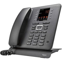 Gigaset T480HX biroja tālrunis, bezvadu DECT galda tālrunis ar austiņu savienojumu, brīvroku funkcija, krāsains displejs, savietojams ar FritzBox, melns