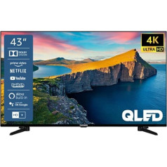 Telefunken QU43K800 43 collu QLED televizors/viedtelevizors (4K UHD, HDR Dolby Vision, trīskāršs uztvērējs, Bluetooth, WLAN, Netflix u.c.) — iekļauts 6 mēnešu HD+