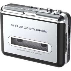 DIGITNOW! Kasešu ierakstītājs Kasešu uz MP3/CD pārveidotājs, izmantojot USB, pārnēsājams kasešu atskaņotājs pārvērš Walkman lentes kaseti par MP3 digitālo, saderīgs ar Mac/PC kasetēm Digitalizēt