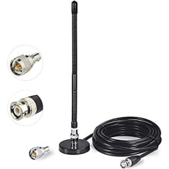 Bingfu CB antena 27MHz CB radio antena mīksta pātaga magnētiskā bāze BNC PL259 savienotājs CB antena saderīga ar Cobra Midland Uniden Maxon President portatīvo CB radio mobilo radio skeneri