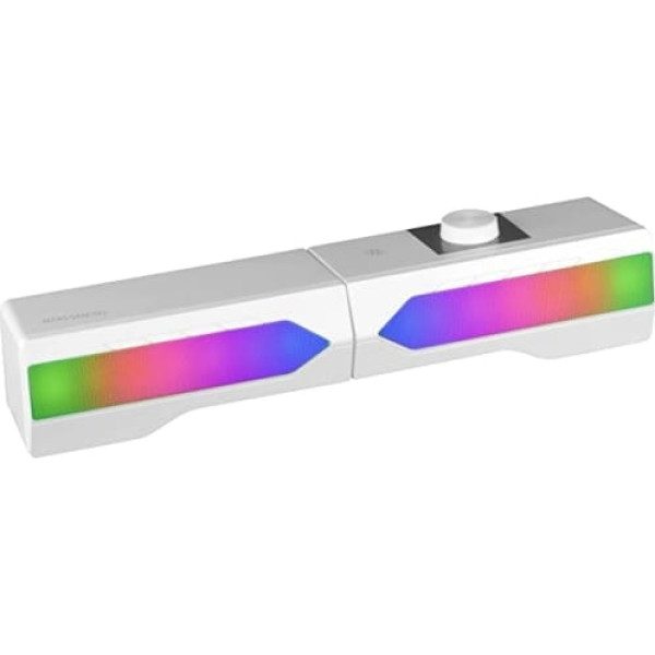 Mars Gaming MSDUOW Soundbar + spēļu skaļrunis 2.0, RGB Mesh, Bluetooth 5.0 un ligzda, DSP skaņa 15 W, balts