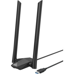 BrosTrend AX1800 High Gain WLAN Stick for PC, WiFi 6 Stick hohe Reichweite, DualBand 1201Mbit/s 5GHz + 574Mbit/s 2.4G, USB WLAN Adapter Langstrecken ar Zwei 5dBi-Antennen, NUR / für1 Windows110