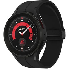 Samsung Galaxy Watch5 Pro viedpulkstenis, veselības uzraudzība, sporta pulkstenis, ilgs akumulatora darbības laiks, Bluetooth, 45 mm, melns, 1 gads garantija [iekļauts Amazon] — FR versija