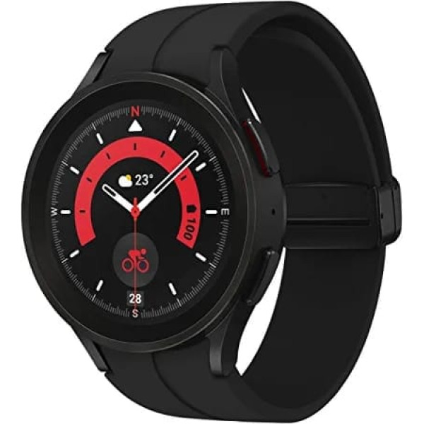 Samsung Galaxy Watch5 Pro viedpulkstenis, veselības uzraudzība, sporta pulkstenis, ilgs akumulatora darbības laiks, Bluetooth, 45 mm, melns, 1 gads garantija [iekļauts Amazon] — FR versija