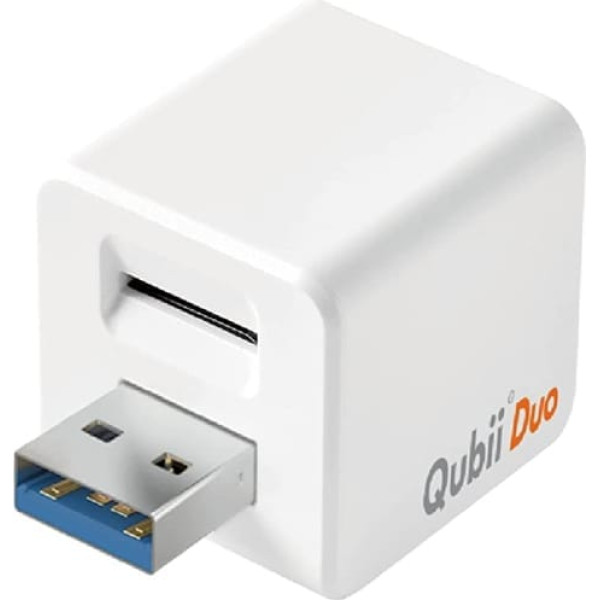 MAKTAR Qubii Duo USB-A zibatmiņas disks, automātiska dublēšana uzlādes laikā, MFi sertificēts Photo Stick saderīgs ar iPhone / iPad / Android (bez MicroSD kartes, balts)