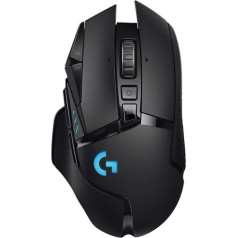 Logitech G502 LIGHT SPEED bezvadu spēļu pele, HERO 16000 dpi sensors, bezvadu savienojums, USB ports, RGB apgaismojums, svara regulēšana, saderīga ar POWERPLAY, PC/Mac, melns — vācu iepakojums