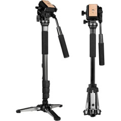 Video Monopoda komplekts, 148 cm Fluid Head Monopod ar noņemamu statīva pamatni DSLR kamerai. Kravnesība līdz 3 kg