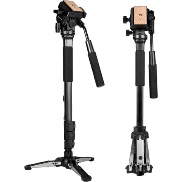 Video Monopoda komplekts, 148 cm Fluid Head Monopod ar noņemamu statīva pamatni DSLR kamerai. Kravnesība līdz 3 kg