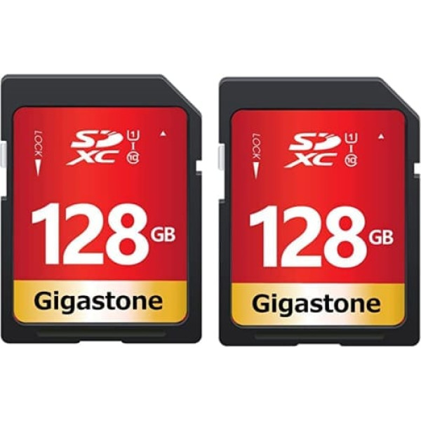 Gigastone 128GB SDXC atmiņas karte 2 komplektu UHS-I U1 Class 10 Līdz 80MB/s Canon Sony Nikon Olympus PC digitālajām kamerām