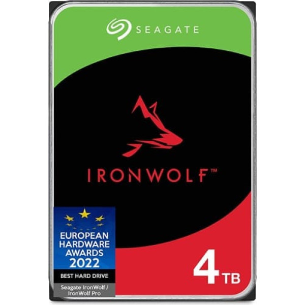 Seagate IronWolf ST4000VNZ06 4TB NAS HDD 3,5 collas 5900 RPM CMR 64MB Cache SATA 6GB/s Sudraba iekšējais cietais disks ar 3 gadu glābšanas dienesta FFP