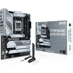 ASUS PRIME X670E-PRO WiFi spēļu mātesplates ligzda AMD AM5 (Ryzen 7000, ATX, PCIe 5.0, 4. M.2, DDR5 atmiņa, USB 3.2 Gen 2 Type-C, Aura Sync RGB apgaismojums)