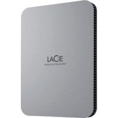 LaCie MOBILE DRIVE V2 Moon 4TB portatīvais ārējais cietais disks 2,5 collu Mac un PC sudraba krāsā ar 2 gadu glābšanas dienestu, modeļa Nr. STLP4000400