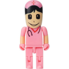 64 GB USB zibatmiņas disks Cartoon Nurse Model USB 2.0 Memory Stick ārējai datu glabāšanai — rozā