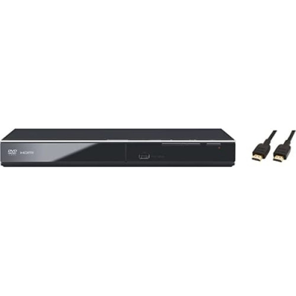 Panasonic DVD-S700EG-K DVD atskaņotājs melns un Amazon Basics liela ātruma HDMI kabelis 2.0, Ethernet, 3D, 4K video atskaņošana un ARC, Ultra HD, 0,91 m