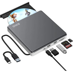 Ārējais CD/DVD diskdzinis USB 3.0 Type-C CD DVD rakstītājs ar SD/TF un USB slotiem, optiskā diskdziņa CD DVD diskdziņi klēpjdatoram Windows 11 10 Mac MacBook Air Pro Apple iMac PC