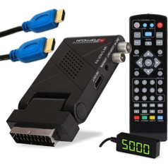 RED OPTICUM AXE Lion 5 AIR DVB-T2 PVR uztvērējs ar HDMI kabeli I DVB-T2 HD uztvērējs ar ierakstīšanas funkciju - Ārējais IR sensors ar LED displeju - SCART/HDMI - USB 2.0 I 12V barošanas avots Ideāli piemērots kempingiem