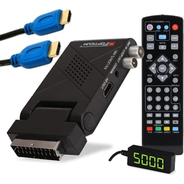 RED OPTICUM AXE Lion 5 AIR DVB-T2 PVR uztvērējs ar HDMI kabeli I DVB-T2 HD uztvērējs ar ierakstīšanas funkciju - Ārējais IR sensors ar LED displeju - SCART/HDMI - USB 2.0 I 12V barošanas avots Ideāli piemērots kempingiem