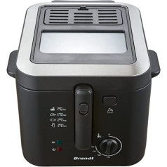 Brandt FRI25X2 Fryer līdz 1 kg frī kartupeļu taimeris 30 minūšu smaržu filtrs regulējams termostats no 130° līdz 190° 2,5L 1600W nerūsējošais tērauds