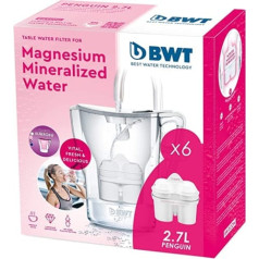 BWT Penguin Electronics — magnija ūdens filtra krūze + iepakojums ar 6 filtriem, 2,7 l, balts