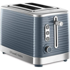 Russell Hobbs Inspire Toaster, Grey, 2 Extra Wide Toast Slots, incl. Bread Roll Attachment, 6 Adjustable Toasting Levels + Defrosting Function, 1050 W, High-Gloss Plastic, 24373-56