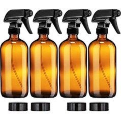 4 x 500 ml Empty Spray Bottle Glass Amber Glass Spray Bottles Empty Adjustable Reusable Atomiser Effect for Plants Flowers Garden Hairdressing Salon with 4 Levels BPA-Free Spray Head