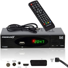 PremiumX FTA 530C Full HD Digital DVB-C / C2 TV Cable Receiver | Car Installation USB Media Player Scart HDMI WLAN Optional | Cable TV Suitable for Any Cable Provider