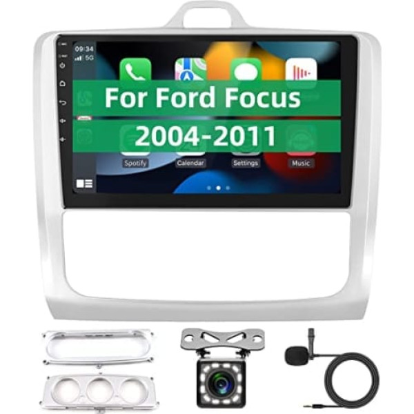 Android 11 automašīnas radio priekš Ford Focus 2004-2011 Carplay bezvadu Android automašīnas radio 9 collu skārienekrāns 2 din GPS navigācija WiFi Bluetooth FM RDS radio stūres vadība atpakaļskata kamera Ford Focus