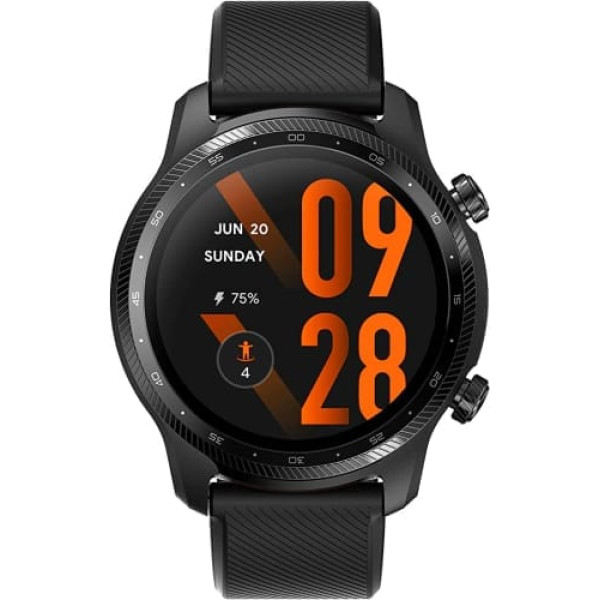 Ticwatch Pro 3 Ultra GPS viedpulkstenis Qualcomm SDW4100 un Mobvoi divu procesoru sistēmas Wear OS viedais pulkstenis vīriešiem Blood Oxygen IHB AFiB noteikšanas noguruma novērtējums 3–45 dienām, akumulators, melns