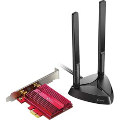 TP-Link Archer TX3000E AX3000 Wi-Fi 6 Bluetooth 5.0 PCIe adapteris (maks. 2402Mbps 5GHz un Max 574Mbps 2.4GHz, Intel Wi-Fi 6 mikroshēmojums, WPA3 šifrēšanas standarts) Melns