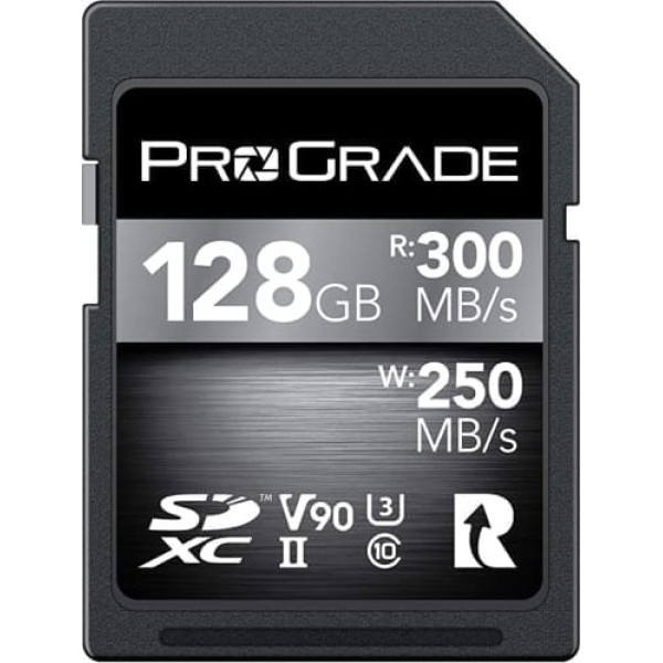 SD UHS-II 128 GB karte V90 - līdz 250 MB/s rakstīšanas ātrums un 300 MB/s lasīšanas ātrums | Prograde Digital profesionāliem filmu veidotājiem, fotogrāfiem un satura kuratoriem