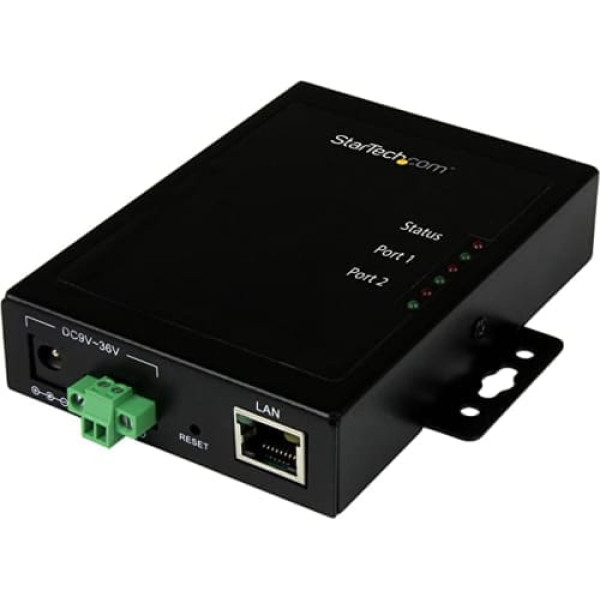 StarTech.com 2 Port Serial to IP Device Server, RS232, Metal and Mountable, Serial Device Server