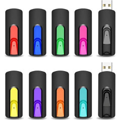 Vansuny USB zibatmiņa 32 GB, 10 gab. pakotne, USB 2.0 Memory Stick 32 GB, izbīdāms, ievelkams personālajam datoram/Mac/galddatoram/klēpjdatoram/spēļu konsolēm (daudzkrāsains, iepakojumā 10)