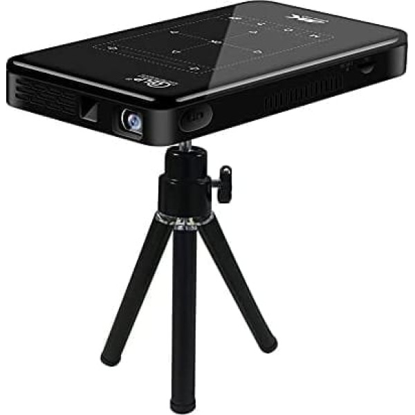 Garsent Mini DLP projektors, 3D 4K HD 1080P pārnēsājams inteliģentais WiFi DLP projektors ar statīvu mājas kinozāles multivides atskaņotājs atbalsta Android sistēmu/HDMI/USB/Bluetooth/TF karti (EU 100-240V)