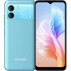 Doogee X98 Pro Android 12 viedtālrunis bez līguma, 6,52 collu HD+ mobilais tālrunis, Helio G25 Octa Core 4GB + 64GB (1 TB ārējā SD karte), 4200 mAh akumulators, 12 MP dubultā kamera, divas SIM kartes, GPS sejas atbloķēšana. Zils