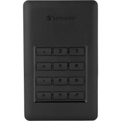 Verbatim Store 'n' Go Secure Portable I 2TB I Black I Ārējais cietais disks ar koda piekļuvi I USB 3.1 GEN 1 I Ārējais cietais disks I operētājsistēmai Windows un MacOSX I Portatīvais cietais disks I USB cietais disks