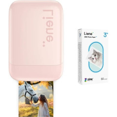 Liene 2 x 3 fotoprinteri, pārnēsājams fotoprinteris ar 50 loksnēm cinka pašlīmējošā fotopapīra, Bluetooth 5.0 mazais fotoattēlu printeris iOS un Android viedtālruņiem, mini tūlītējo attēlu printeris iPhone (rozā krāsā)