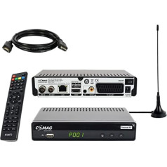 COMAG SL65T2 DVB-T2 uztvērējs ar 3 mēnešu bezmaksas Freenet TV (privātais raidītājs HD), PVR gatavs, Full HD 1080p, HDMI, SCART, multivides atskaņotājs, USB 2.0, 12 V, 2 m HDMI kabelis un DVB-T2 antena