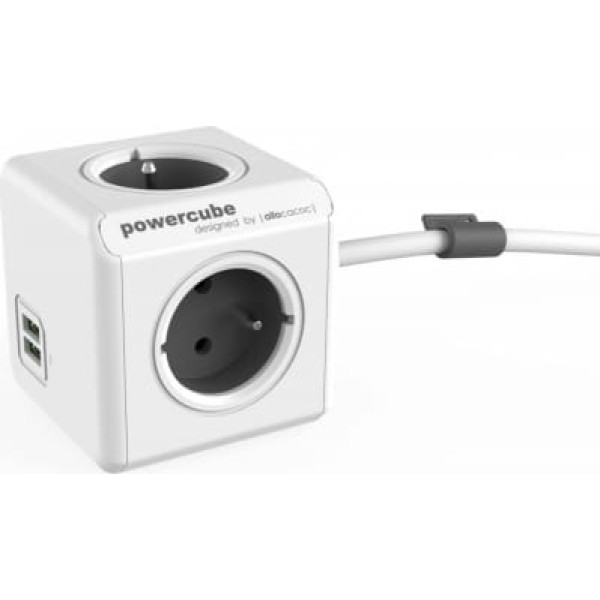 Allocacoc Powercube pagarināts usb 1,5m 2402gy / freupc pelēks strāvas sloksne